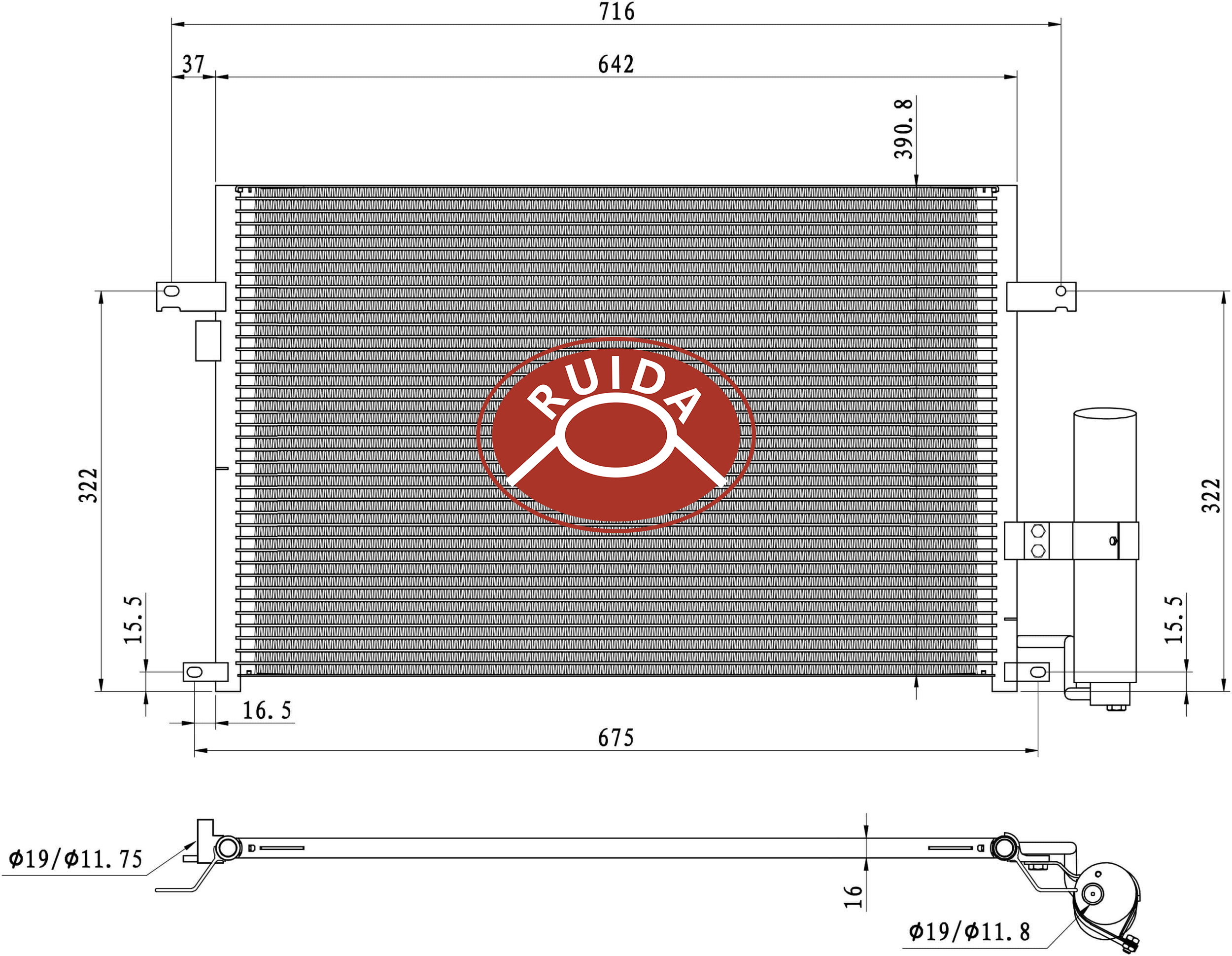 Condensador de resfriamento de ar condicionado DPI 3055