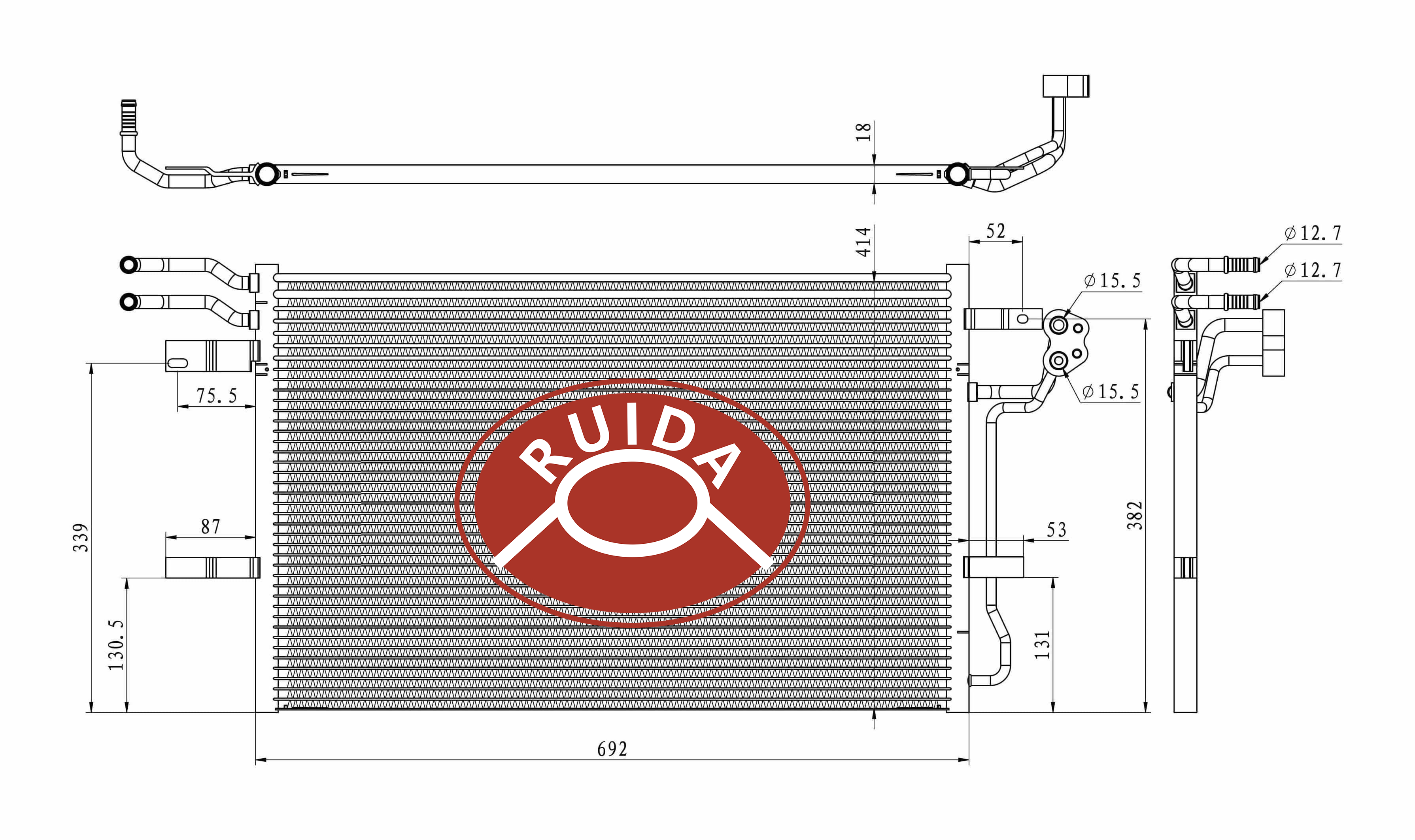 Desenho do condensador CA de fluxo paralelo DPI3678