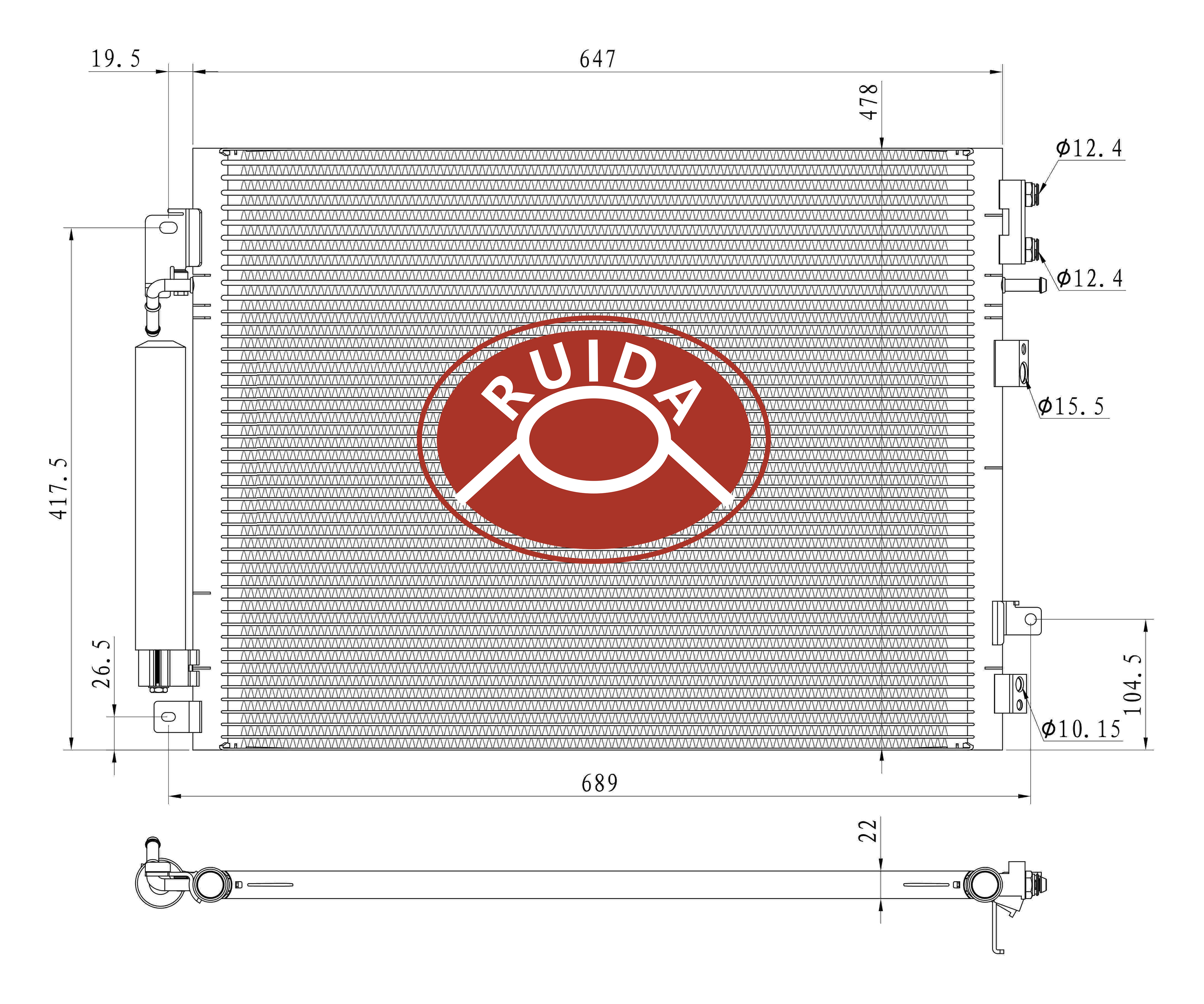 Desenho do condensador de ar condicionado automático DPI3897