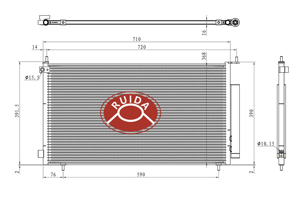 Desenho do condensador OE80110S9A013 Honda