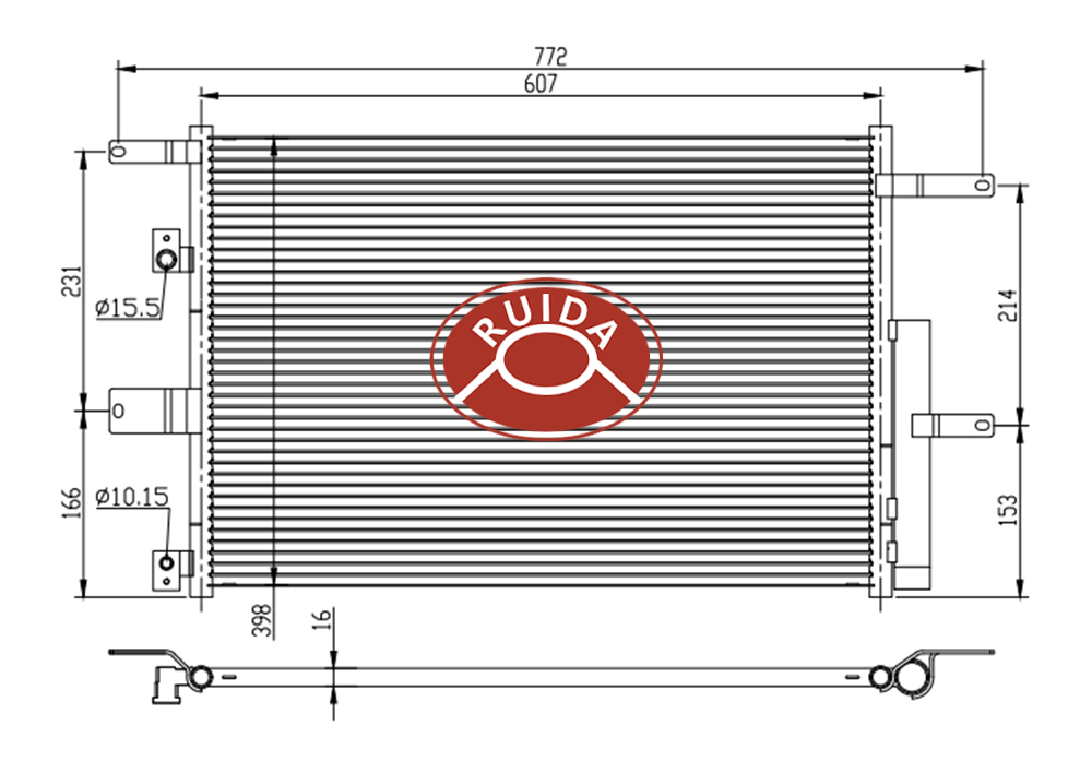 Desenho do condensador J608105010 chery