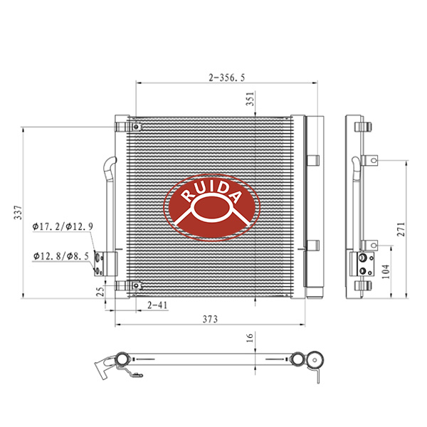 Desenho direito do condensador OE 600761300B