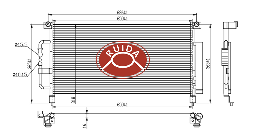 Desenho do condensador A218105010FL chery